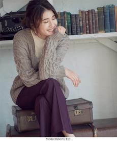 ≪トップス全品送料無料！12/14(月)朝11:59まで≫インドネシア深Vネックケーブルニット [C4783]