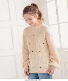 ドット刺繍ニット [C5279]