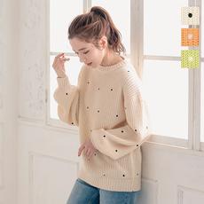 ドット刺繍ニット [C5279]