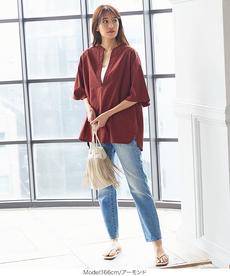 リネン混キーネックチュニック [C5427]