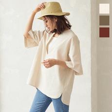 リネン混キーネックチュニック [C5427]