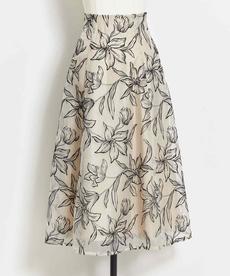 フラワー刺繍オーガンジースカート