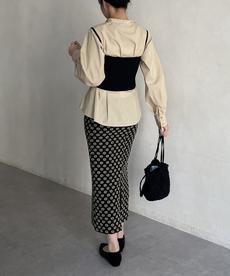 花柄カットレースナロースカート