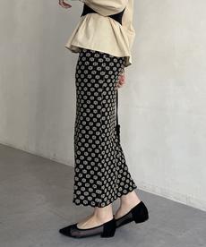 花柄カットレースナロースカート