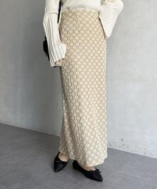 花柄カットレースナロースカート