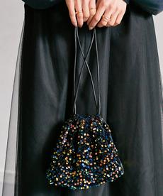 スパンコール巾着バッグ