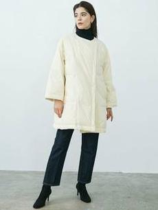 ノーカラー中綿デザインコート
