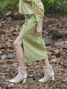 レイヤード風リボンタイトスカート