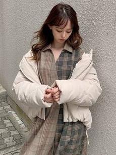 バイカラーシャツフレアワンピース