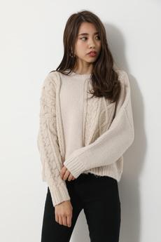mix cable Knit TOP