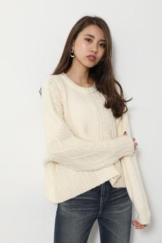 mix cable Knit TOP