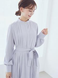 プリーツシャツワンピース