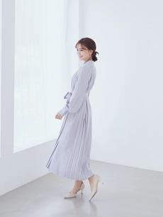 プリーツシャツワンピース
