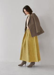 【LUXE】微光沢ジャガードマキシ丈タックスカート/90cm 【LUXE】微光沢ジャガードマキシ丈タックスカート/90cm