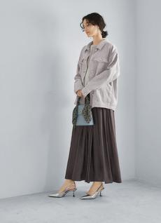 【Made in JAPAN】ロングレングスV.サテンギャザースカート 【Made in JAPAN】ロングレングスV.サテンギャザースカート