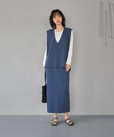 首開きベーシックリブトップス 首開きベーシックリブトップス
