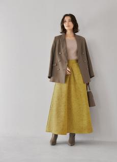 【LUXE】微光沢ジャガードマキシ丈タックスカート/95cm 【LUXE】微光沢ジャガードマキシ丈タックスカート/95cm
