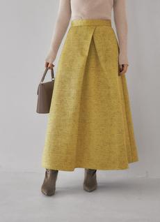 【LUXE】微光沢ジャガードマキシ丈タックスカート/95cm 【LUXE】微光沢ジャガードマキシ丈タックスカート/95cm