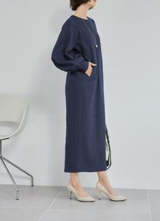【Made in JAPAN】ダブルフェイスニットソー/Iラインワンピース 【Made in JAPAN】ダブルフェイスニットソー/Iラインワンピース