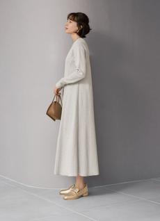 【訳あり】【Made in JAPAN】ダブルフェイスニットソー/Aラインワンピース 【訳あり】【Made in JAPAN】ダブルフェイスニットソー/Aラインワンピース