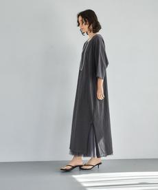 【LUXE】ヴィンテージ加工7分袖ワンピース 【LUXE】ヴィンテージ加工7分袖ワンピース