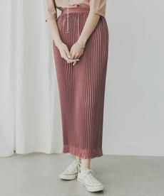KBF+ リネンライクフリンジプリーツスカート KBF+ リネンライクフリンジプリーツスカート