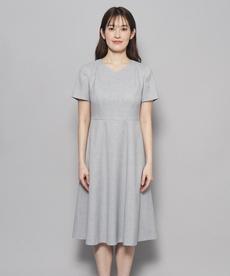 【洗える/日本製/フレア】女性らしいシルエットが美しい、麻調ストレッチワンピース 【洗える/日本製/フレア】女性らしいシルエットが美しい、麻調ストレッチワンピース
