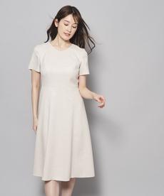 【洗える/日本製/フレア】女性らしいシルエットが美しい、麻調ストレッチワンピース 【洗える/日本製/フレア】女性らしいシルエットが美しい、麻調ストレッチワンピース