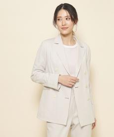 【洗える/夏羽織/伸縮性】着心地の良さと女性らしいシルエットが魅力のダブルジャケット 【洗える/夏羽織/伸縮性】着心地の良さと女性らしいシルエットが魅力のダブルジャケット