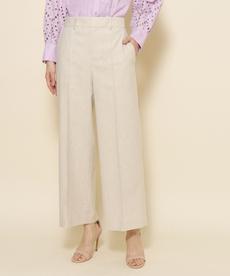 【洗える】スタイルアップ!きれいめカジュアルにおすすめ、麻ブレンドのストレートワイドパンツ 【洗える】スタイルアップ!きれいめカジュアルにおすすめ、麻ブレンドのストレートワイドパンツ