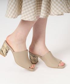 スクエアトゥブロックヒールサンダル 24SS