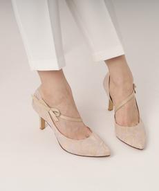 サイドオープンリボン付きヒールパンプス 結婚式二次会 パーティー 24SS