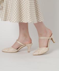 2WAYアンクレットストラップレースミュール 結婚式二次会 パーティー 24SS