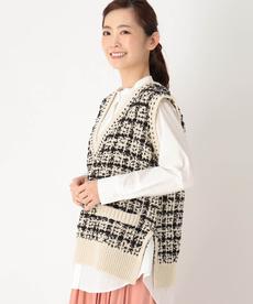 【洗える/旬のベスト！】大人のツィードニットベスト