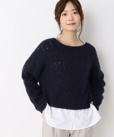 ◆【洗える/嬉しい2点セット★】レーシー編ニット＆シャツ風プルオーバー