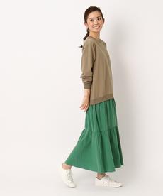 【洗える/1枚で決まる時短ワンピ】ティアードドッキングワンピース