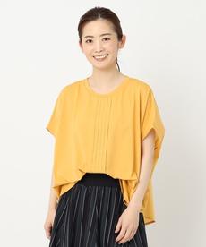 【洗える/大人な着映えブラウス】フロントプリーツドッキングブラウス