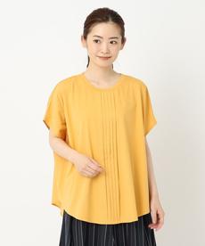 【洗える/大人な着映えブラウス】フロントプリーツドッキングブラウス