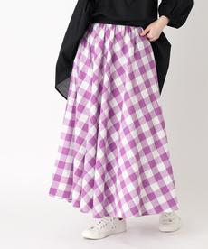 【洗える】ギンガムチェックフレアスカート