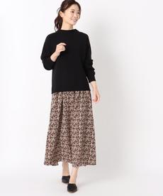 ◆【洗える/2点セットでスタイル完成！】シンプルニット＆フラワー柄スカート