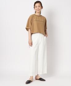 【洗える/Tシャツ感覚のブラウス】ゆとり感のある大人のロゴブラウス