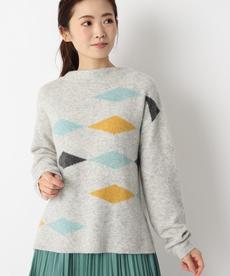 ◆【コートインに映えます】カラフルダイヤ柄ニット