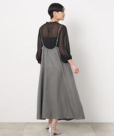 シアーフリンジドットタックスリーブブラウス【洗濯機洗い可】