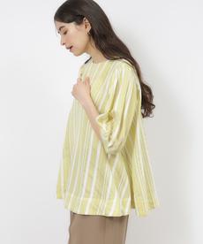 シアーストライプボリュームブラウス【手洗い可】