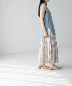 【yuw】アートガラプリーツスカート