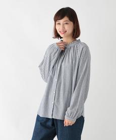 シングルガーゼフリルスタンドブラウス シングルガーゼフリルスタンドブラウス