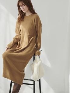 リブニットロングワンピース リブニットロングワンピース