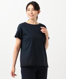 【UVケア・消臭効果・接触冷感】コンパクトコットンスムース裾刺繍 Tシャツ