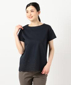 【UVケア・消臭効果・接触冷感】コンパクトコットンスムース裾刺繍 Tシャツ